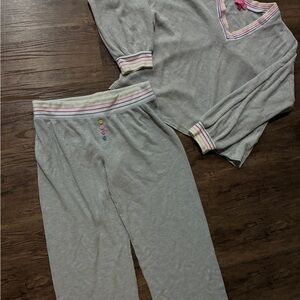 P.J. Salvage Gray thermal knit women’s pajama set.